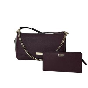 Kate Spade Greer Laurel Way Crossbody Shoulder Bag With Stacy Wallet Set Purple